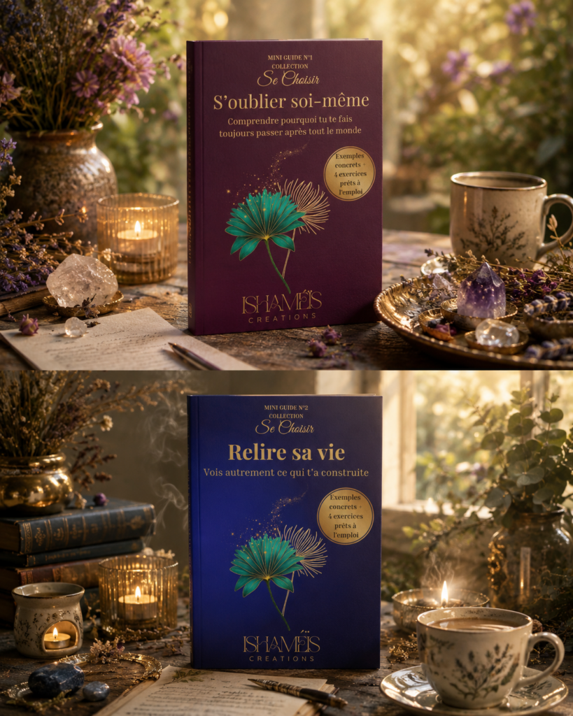 deux guides de développement personnels sont présentés, un violet et un bleu