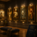 cartes d'oracle accrochées au mur comme dans une galerie d'art, dans un musée