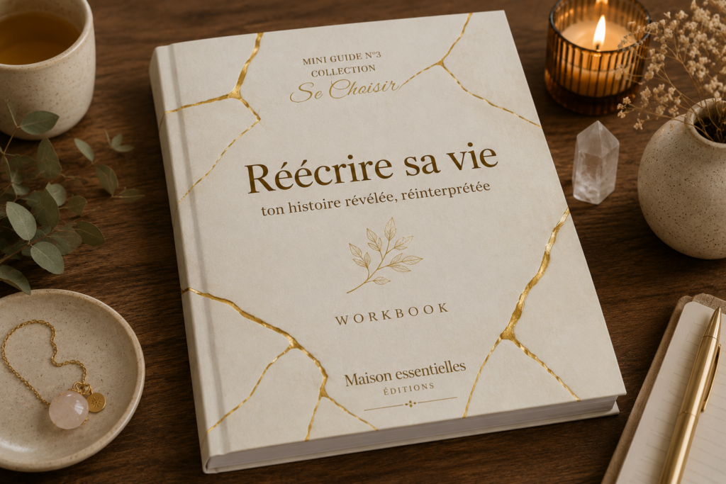 livre blanc utilisant le kintsugi en couverture, couleur or. 