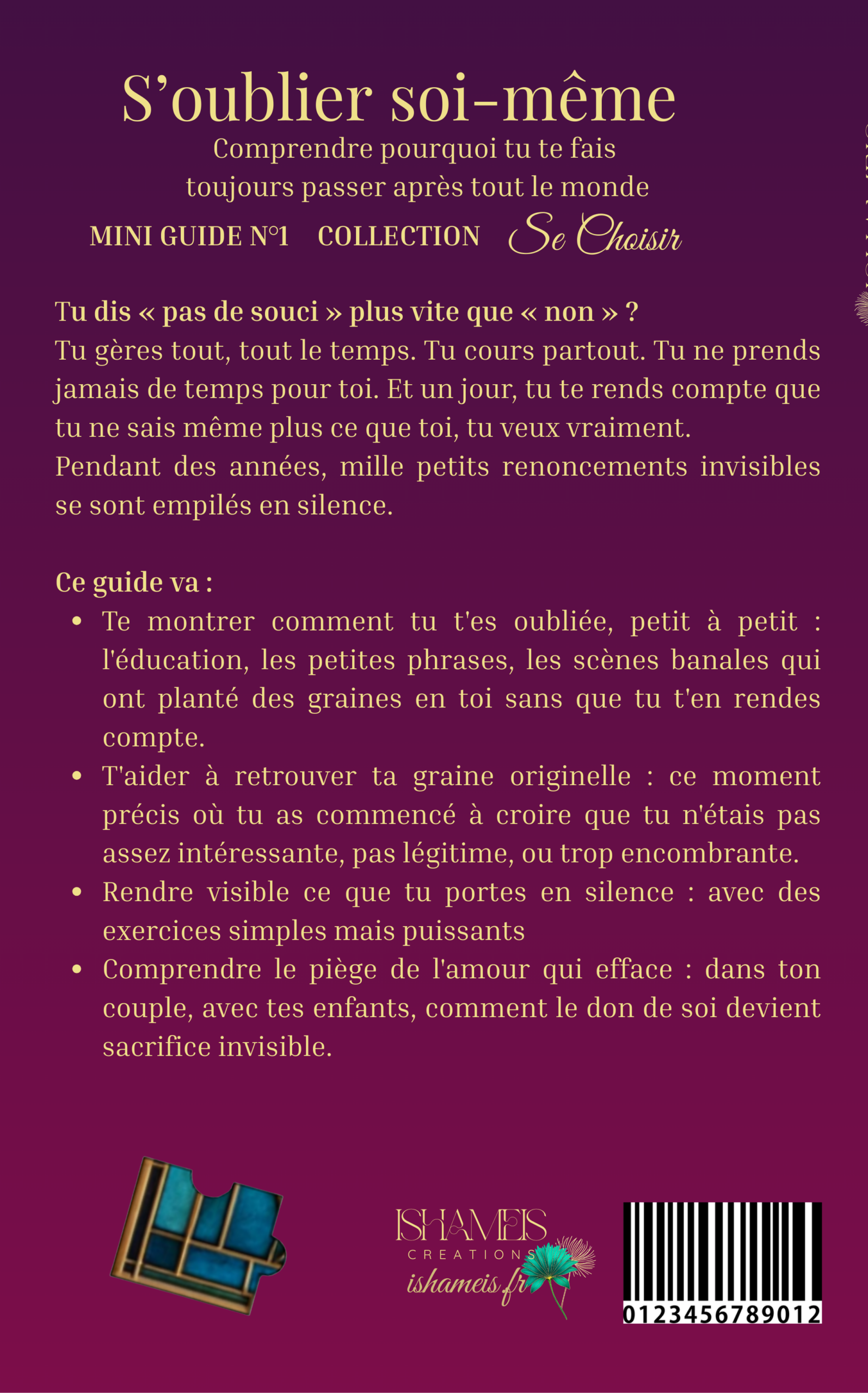 Dos du livre s'oublier soi même