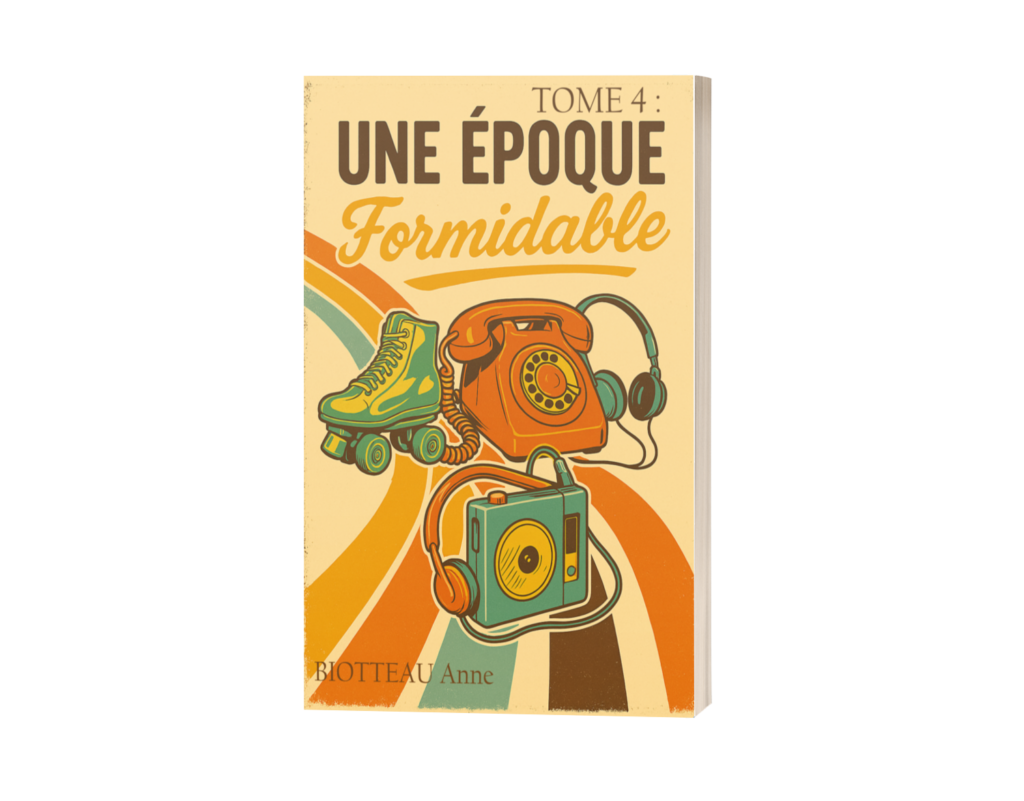 un livre décoré de divers objets des années 70 et 80 